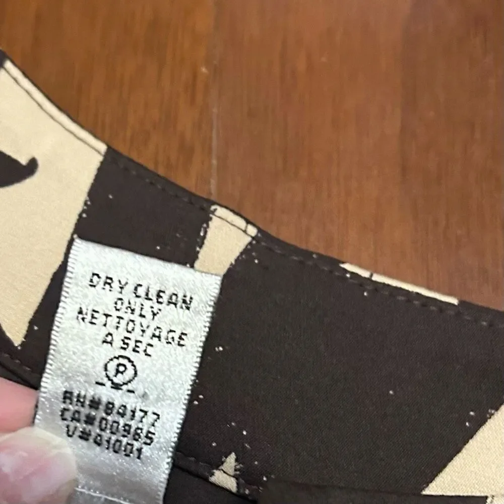 Diane Von Furstenburg women's brown palm floral print 95% silk blend dress‎ size - Picture 4 of 6